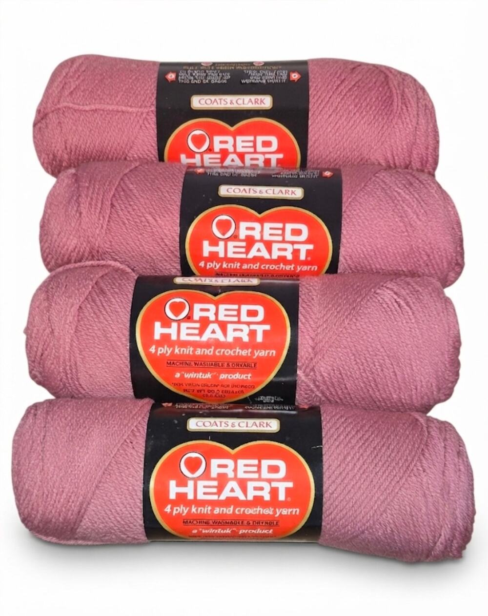 Lot of 4 Coats & Clark Red Heart Cameo Rose Skeins 4 Ply Yarn